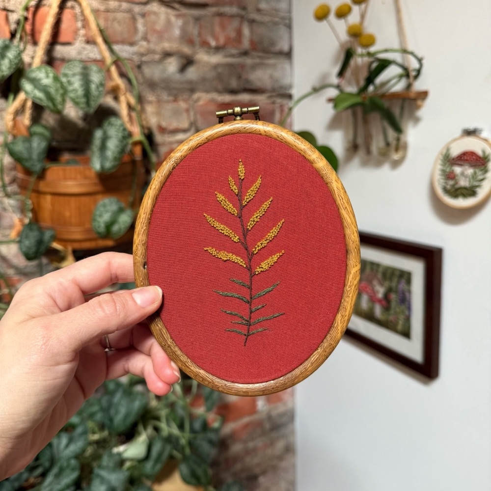 Goldenrod Embroidery Hoop Art